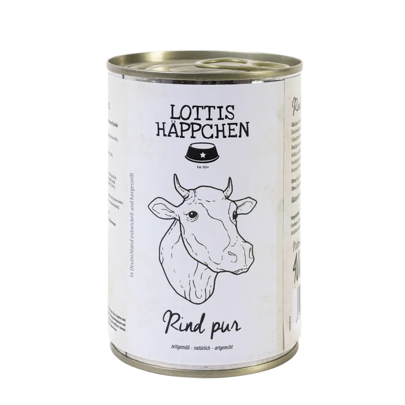 Finale Aktion Sparpaket 24 x 400 g Lottis Häppchen Rind pur Hunde Nassfutter
